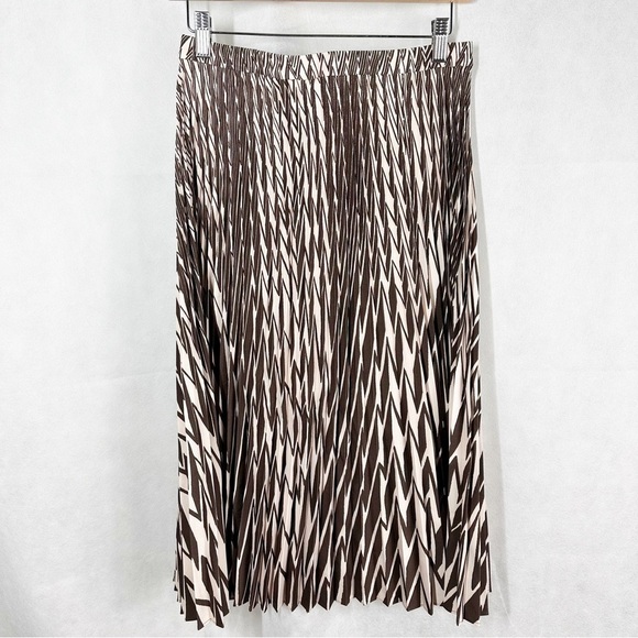 Trina Turk Bancroft Pleated Midi Length Skirt Size 4 Tan Brown - Picture 3 of 11